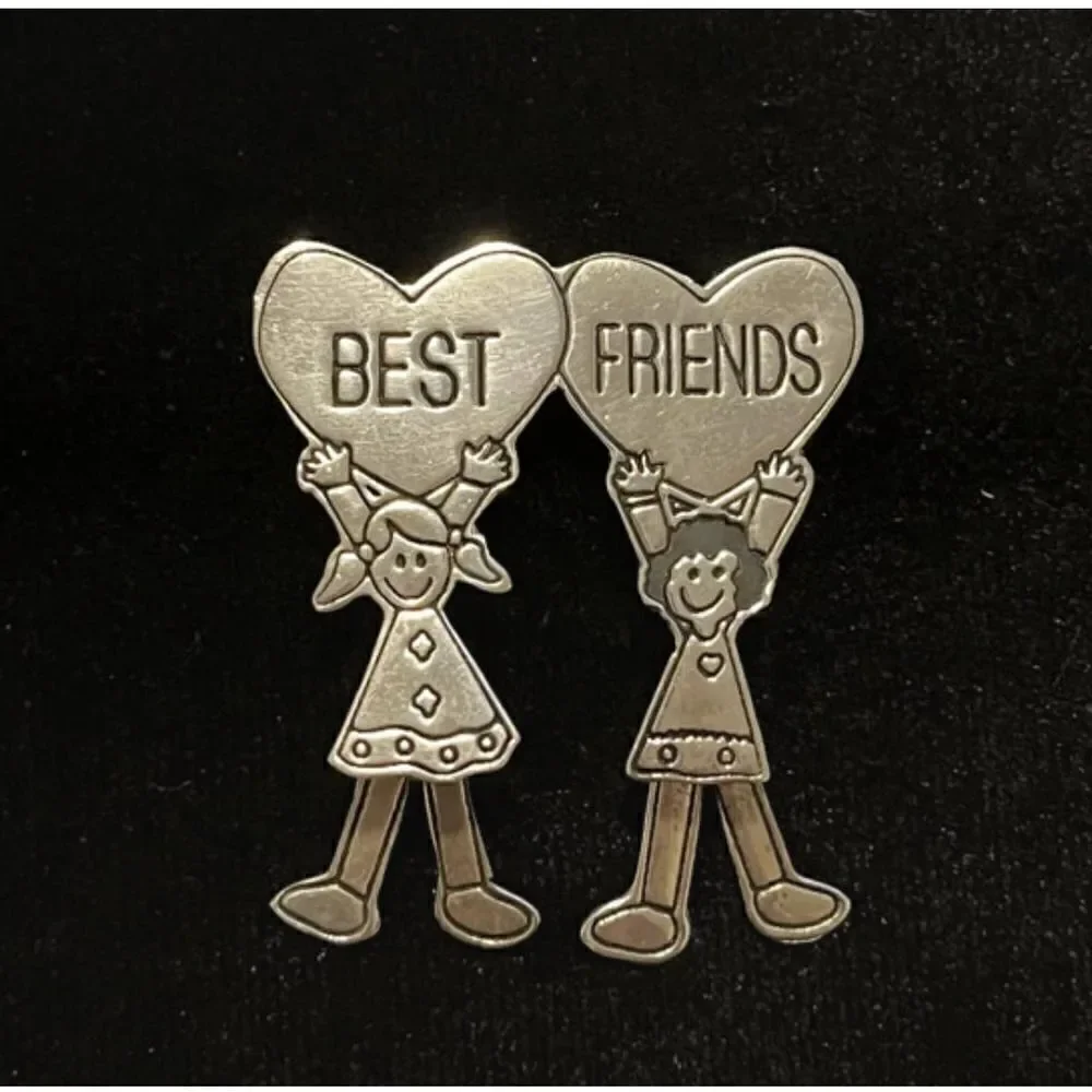 Vintage Best Friends Sterling Silver Mexican Pin